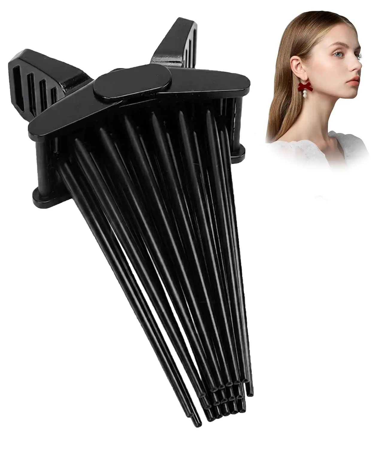 High Crown Hair Volume Clip for Instant Root Lift, Lightweight Portable Combs with Non-Slip Grip and No Crease Design, Volumizing Styling Pins for Bangs and Daily Use (Black)
