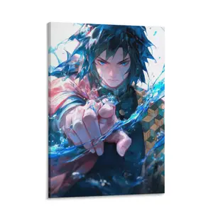 Demon Slayer Aesthetic Trippy Canvas Wall Art, Waterproof Fade Resistant Poster for Bedroom Dorm Room Decor