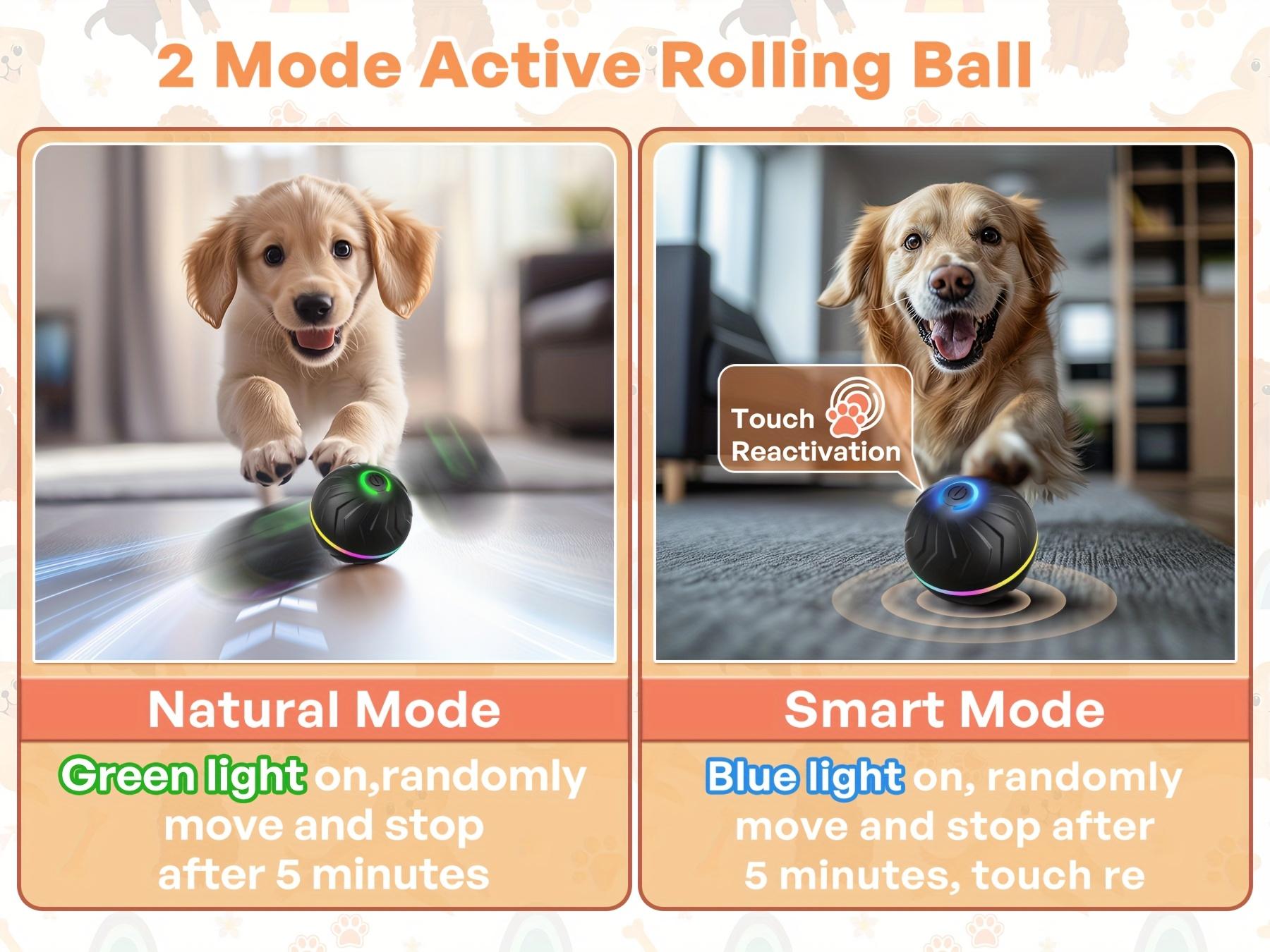 Intelligent teasing dog ball, interactive dog toys, random rolling & jumping, dazzling colorful lights, long life 4h, comes with charging cable & manual! Multi-scene rolling & jumping, suitable for: wooden floors, tile floors, lawns, carpets