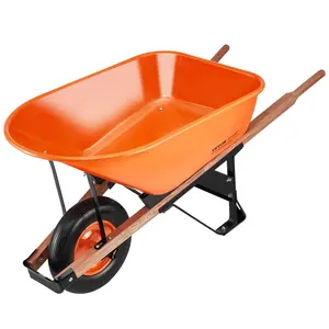VEVOR Wheelbarrow Cart, 6 Cu. Ft. Load & 330 lbs Capacity, One Wheel Garden Dump Cart Wheel Barrow with Metal Handle & 16" Wide Track Wheels, Easy Loading Utility Yard Cart & Wagons for Lawn Farm