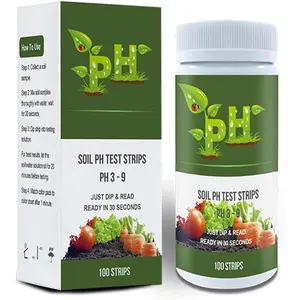 Soil pH Test Kit Tester Strips (3-9 Range), 100 Strips for Testing Soil of Garden Lawn Grass Flower Vegetable Compost Indoor and Outdoor Plants