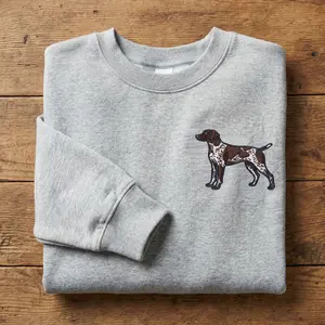 Embroidered GSP Sweatshirt, German Shorthaired Pointer Shirt, Bird Dog Apparel, Pointer Mom Gift, Hunting Dog Crewneck