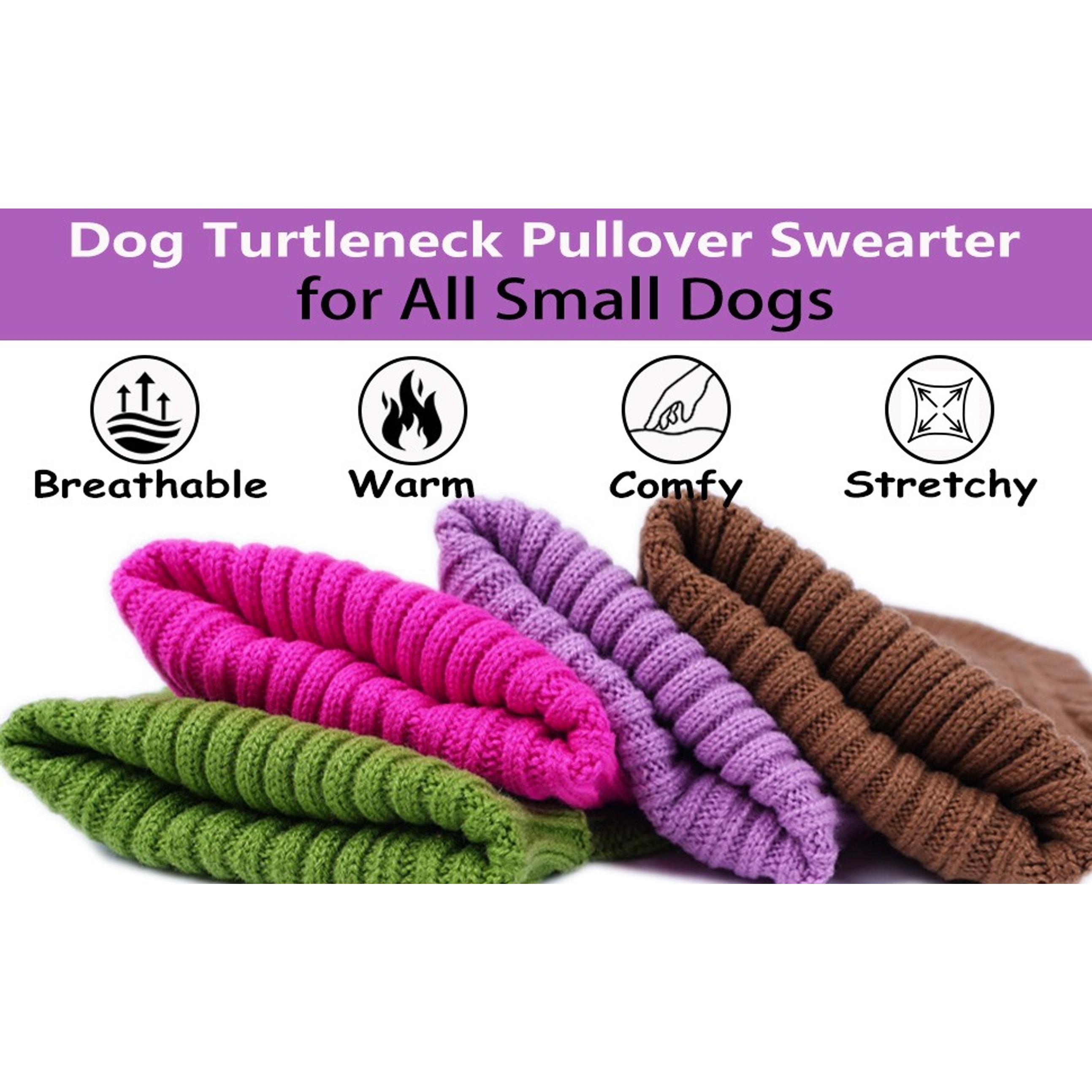 Dog Sweaters for Small Dogs Solid Knitted Puppy Sweater Dog Clothes for Winter Warm Chihuahua Clothes Turtleneck Pullover Pet Cat Sweater Mini Dachshund Knitwear(Dark Pink, Small)