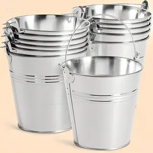 Small Decorative Metal Pails - 4.7 Inch Galvanized Buckets with Handles - 12 Pack Multipurpose Containers - Rustproof Party Decor Essentials - Versatile Tin Pails for Crafts and Storage