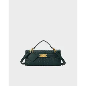 Luxury Heritage Handheld Clutch In Emerald Green