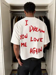 Men's street style short-sleeved T-shirt, cropped loose-fitting crew neck T-shirt, personalized slogan, street trend, simple and stylish, Y2K style, versatile, fashionable outfit, rapper clothing, outdoor, unisex, couple outfit, holiday gift.