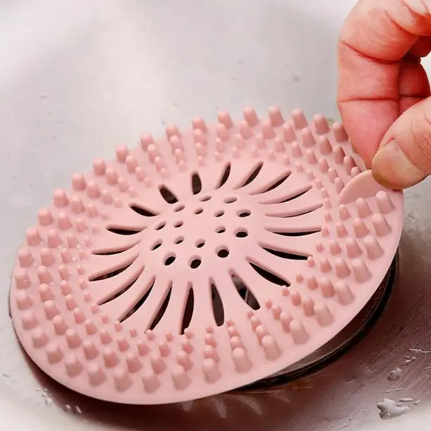 1PC Gray/Pink Shower Hair Catcher – Silicone Drain Cover for Bathtub, Bathroom Sink, Dorm Shower & Everyday Home Cleaning