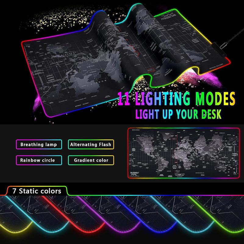 31.5"X12" Large Gaming RGB Mouse Pad with Durable Strip 11 Lighting Modes, Quality Waterproof LED Mouse Pad with Non-Slip Rubber