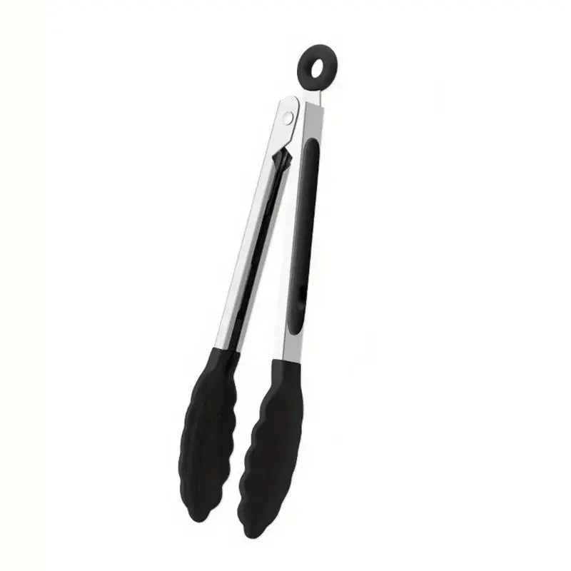 Silicone Stainless Steel Kitchen Tongs, 1 Count Multi-Functional Food Salad BBQ Grill Serving Utensil, Barbecue Utensils, Kitchen Utensils & Gadgets, Kitchen Cooking Accessories, Kitchenware
