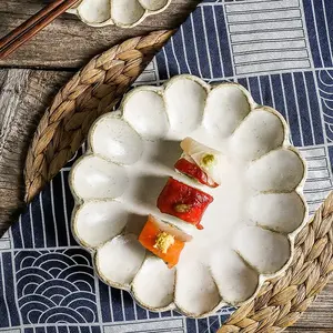 Japanese Rinka Plate, scallop-edged, low-gloss finish, 8'' ceramic plate for main course, brunch, appetizers, desserts, salads