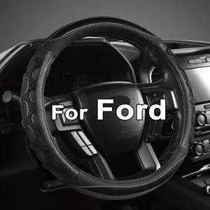 Car Steering Wheel Cover For Ford F150, F250, F350 and Expedition, 15.5-16 Inches, Black
