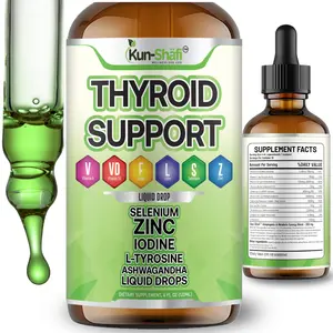 Thyroid Support Liquid Drops with Iodine, Selenium, Zinc & L-Tyrosine | Vitamin A, D3 & Folate | Daily Wellness Formula (4 Fl Oz)