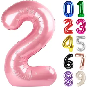 2 Pcs 40 Inch Pearlescent Pink Birthday Number Large Foil Balloons for Pink Themed Birthday Decorations for Men Women Boys Girls