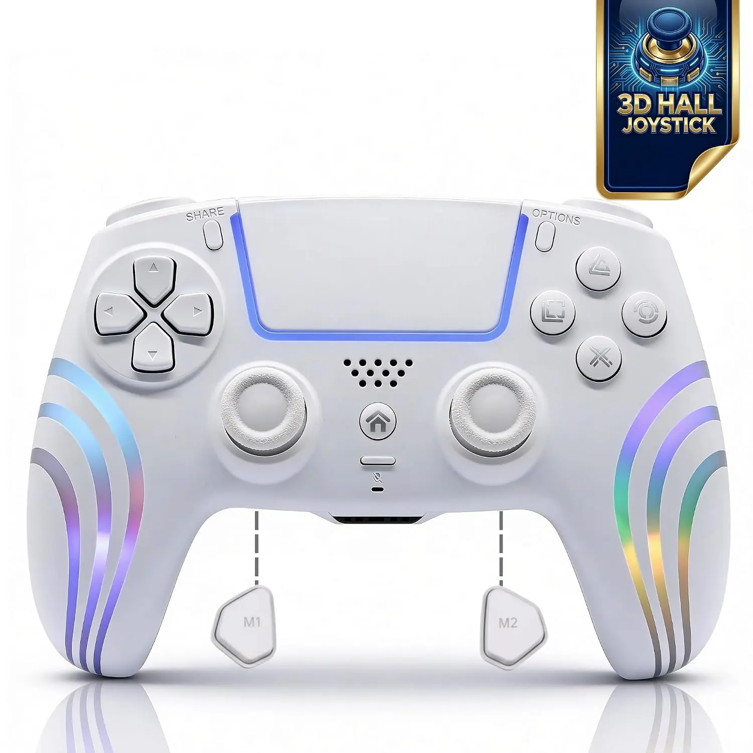 PS5/PC RGB Wireless Controller with Drift Prevention – Programmable Macro Back Button, 6-Axis Gyroscope, Dual Vibration, Rapid Fire, Touchpad, Bluetooth 5.0, 3.5 mm Audio and Microphone Jack, Back-to-School Season, Back-to-School Gear