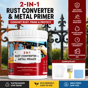 Rust Converter & Metal Primer, Liquid Water-Based Rust Treatment for Iron & Steel, Creates Durable Black Protective Layer, Indoor & Outdoor Anti-Rust Solution | fathersdaygift