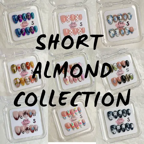 NailHaven| Short Almond Shape Collection - 10 Pcs Handmade Press-On Nails, Cute Acrylic Nails, High Quality, Reusable, Nail Art & Nail Charms