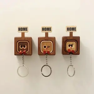 Creative Wooden Keychain Magnet, Real Wood Key Holder, Home-Out Tag, Durable & Stylish Design, Perfect Gift Idea