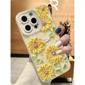 A Yellow Sunshine Flower Fresh Style Suitable for iPhone 17 Air/16 Plus/15 Pro Max/14 Pro/13/12/11/XS Max/X Phone Case, Perfect Gift Choice for Family, Friends, Lovers, Girlfriends on Holidays MS86
