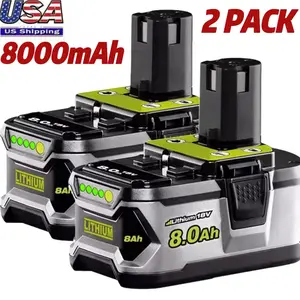 2PACK For RYOBI P108 18V One+ Plus High Capacity Battery 18 Volt Lithium-Ion New 8.0AH High Performance with LED indicator Power Tool