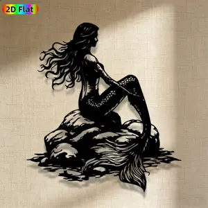 1pc Romantic Mermaid Metal Wall Art, Romantic Mermaid Statue Mural, Iron Craft, Perfect for Bedroom, Boudoir, Love Alcove Decor, Highquality Engraving, Artistic Metalwork, Valentine's Decor, Ideal Gift for Nature Lovers