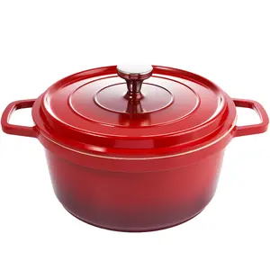 Lightweight Cast Aluminum Dutch Oven, 2.5QT & 5QT Nonstick Enameled Pots for Baking, Stews & Soups, Works on All Stovetops, Dishwasher Safe (Red & Blue)