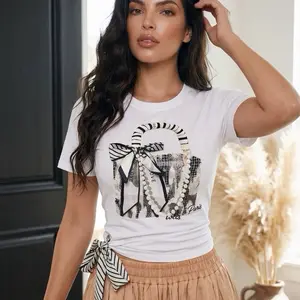 Salvy Black T-Shirt with Zebra Print Bow and Pearl Detailing for Women Ideal For Summer #fashiontop #summerideal #casuashirt #zebrabow Womenswear Overall - Tshirt, Piece