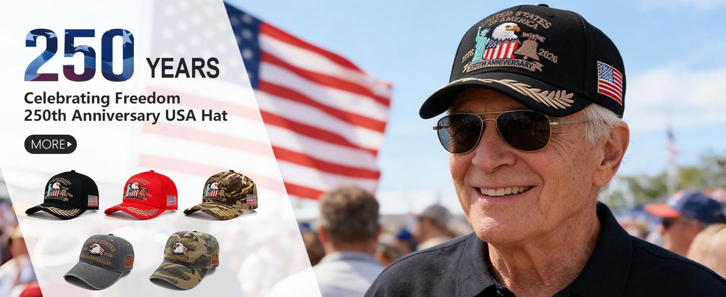 250 Anniversary USA Hat 250 Merchandise Adjustable Embroidered Patriotic Hats 250 Hat Baseball Caps