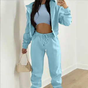 Women's 3-Piece Sports & Casual Set - Hooded Sweatshirt, Trousers, Plus-Size Comfort Clothing