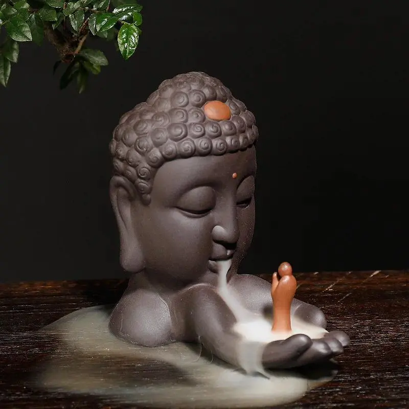 Ceramic Waterfall Incense Burner, Backflow Incense Burner, Buddha Statue Burner Holder, Home Decor, Room Decor, Zen Decor (without Incense), Perfume, Aroma, Fragrance, Scent