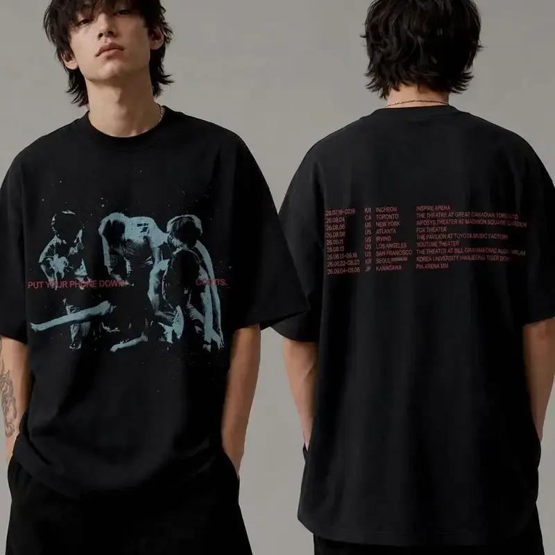 Vintage Music Concert Inspired T-Shirt, Double-Sided Graphic Heavy Cotton Tee, Unisex Retro Streetwear Shirt