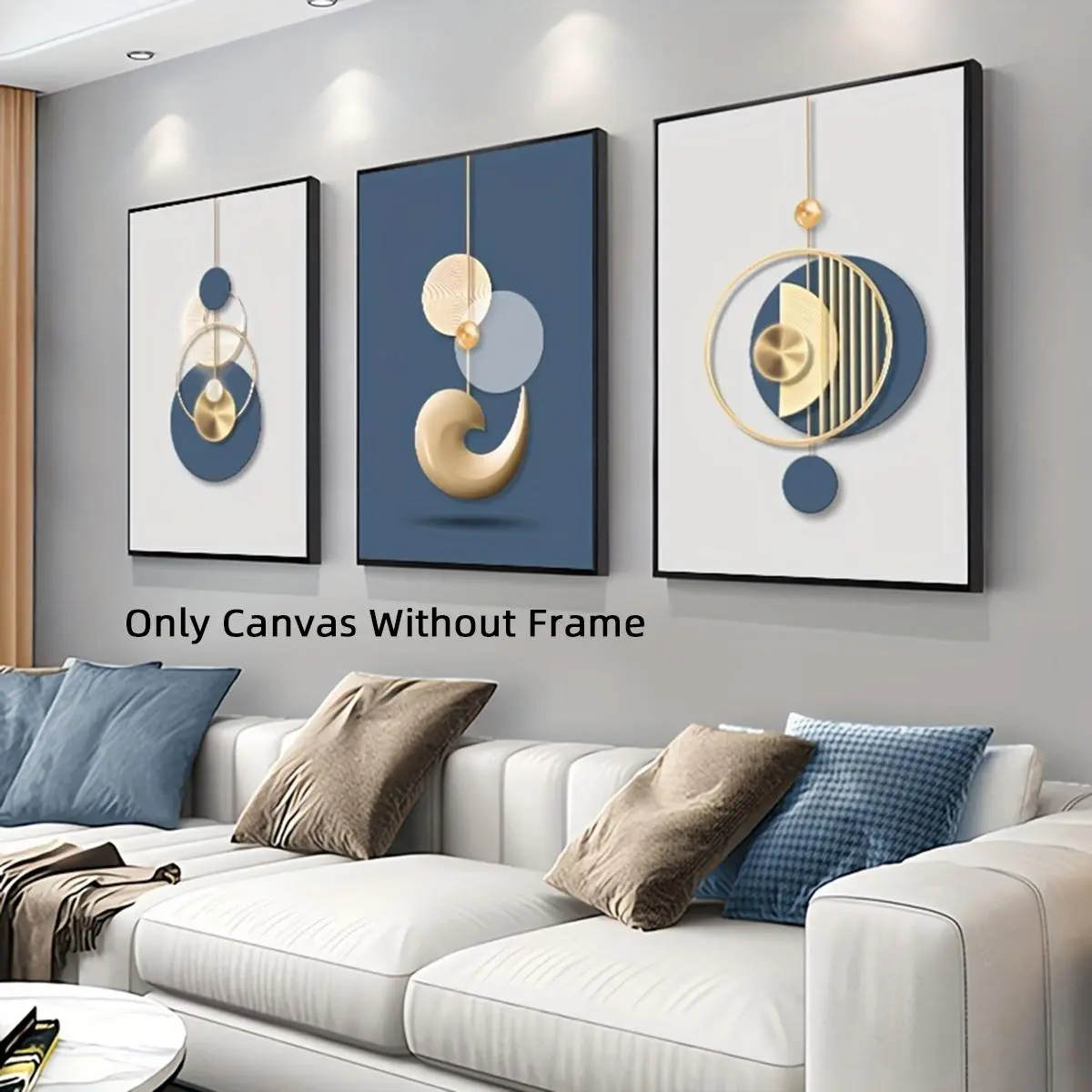 Abstract Geometric Pattern Unframed Painting, 3 Counts/set Modern Canvas Wall Art, Wall Decor for Home Living Room Bedroom Study Room, Ornaments