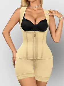 Plus Size Mesh High-Compression Tummy Control Shapewear — Reinforced Version with Zippered Opening, One-Piece Body Shaper