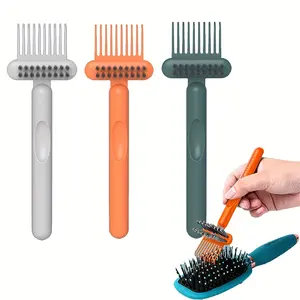Comb Cleaning Brush, 2-In-1 Hair Brush Cleaner Tool, Embedded Comb Hair Brush, Hair Brush Remover Rake, Home and Salon Use, Dual Ended Brush