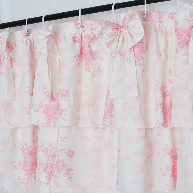 Floral Pattern Ruffle Shower Curtain Handcrafted Big Bow Tie Bath Curtain for Master Bathroom With 12 Hooks Shower Curtain For Bathrooms Waterproof Quick Drying Machine Washable Home Bathroom Decor Shower Curtain Sets for Bathroom