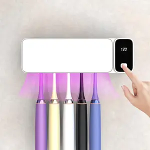 Toothbrush Holders Cleaner with Drying 2 Timing Function and 5 Toothbrush Slots, Toothbrush Holder for Bathrooms Manual and Electric Toothbrushes