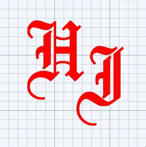 HI Old English Letter Decal 6" x 6" Die-cut Sticker