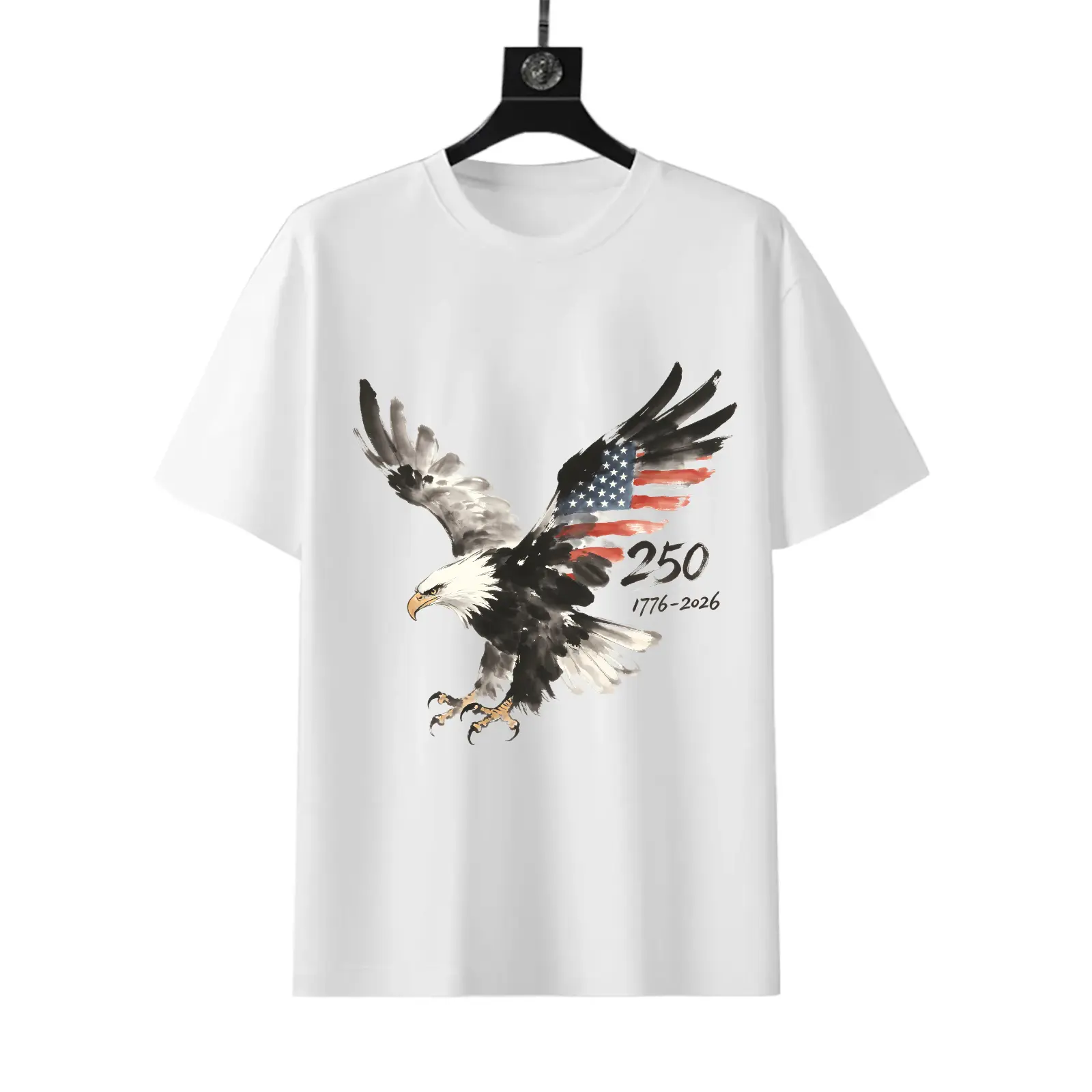 American Eagle printed short-sleeve T-shirt, suitable for all seasons, unisex, 100% cotton, anniversary printed style.Eagle Design T-Shirt in Black & White Sizes S-XXXXXL $12 Perfect for All Sizes