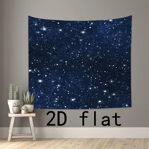 2D Flat Printing - Outer Space Galaxy Tapestry, Dark Blue Starry Night Sky Stars Moon Ceiling Tapestries, 60"X40"Inch Fantasy Cosmic Universe Celestial Small Tapestry Wall Hanging for Bedroom Room Dorm