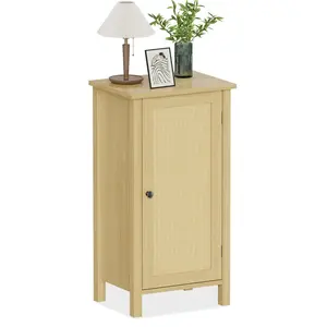 Modern Farmhouse Bedside Table - 16 Inch Boho Bedside Table with Large Drawer - Sturdy Wood Top, Sturdy Metal Legs - Narrow Accent Cabinet for Bedroom, Living Room, Office