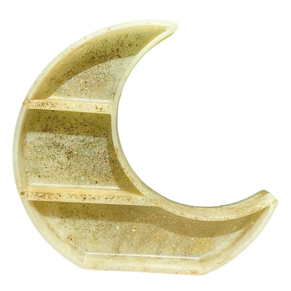 Crescent Moon Shelf display for crystals, bottles, decor shelves, Gold Decorative