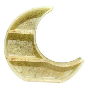 Crescent Moon Shelf display for crystals, bottles, decor shelves, Gold Decorative