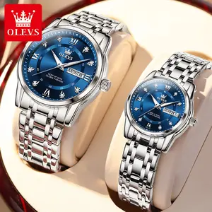 OLEVS Couple Watches 2025 New Fashionable Elegant Dual Calendar Luminous Waterproof Couple's Watch 5513