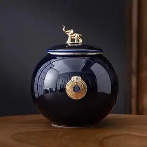 1pc Vintage Tea Storage Jar, Ceramic Storage Jar, Moisture-proof Sealed Storage Jar, Coffee Storage Jar, Dried Fruit Storage Jar, Cereal Food Storage Jar, For Study, Living Room, Bedroom Storage And Decorative Ornaments, Mother's Day Gifts