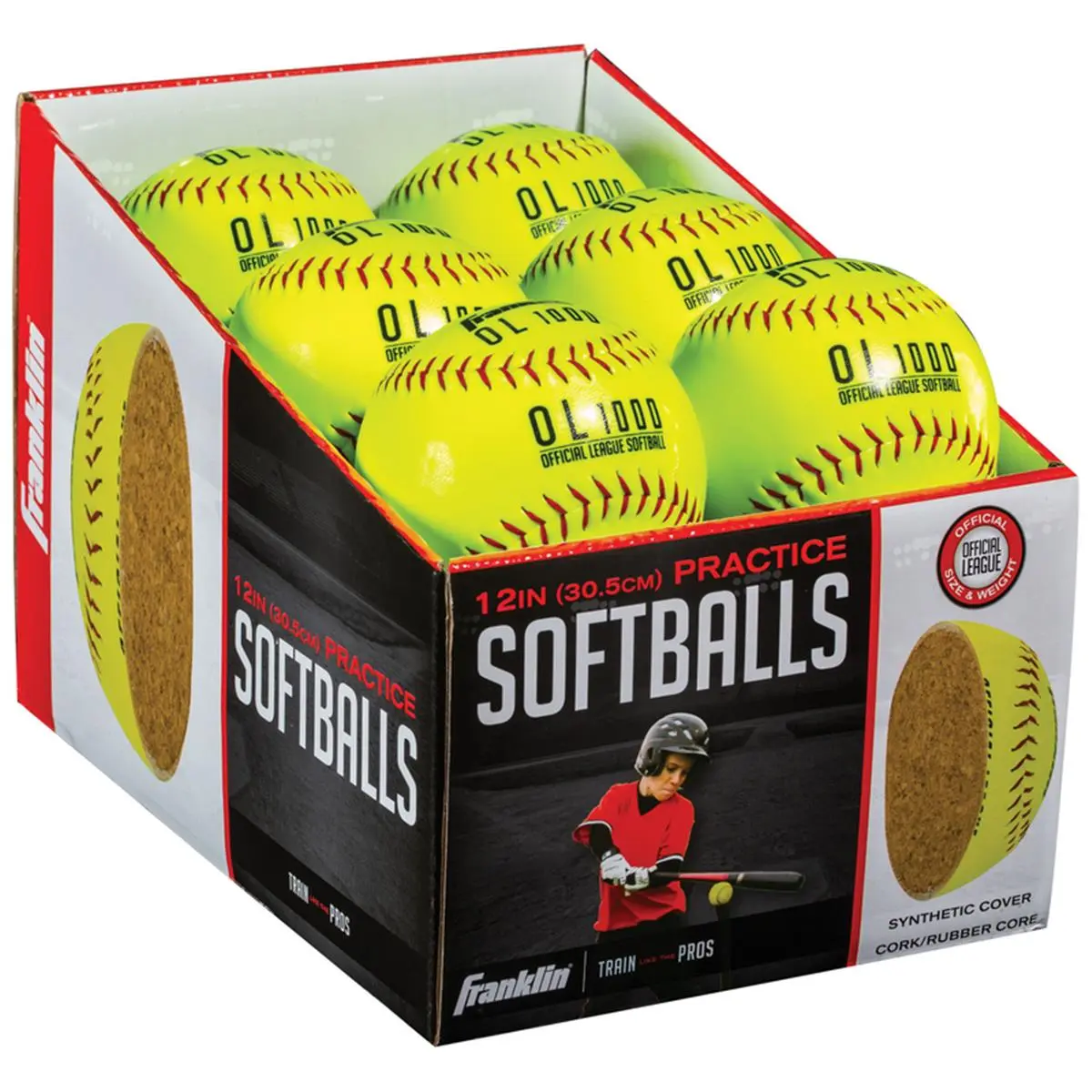 Franklin Official 12-in Synthetic Softballs - Yellow, Softball Gear for Practice & League Use, Pack of 12 (Model 8837288)