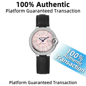 Cartier Ballon Bleu WSBB0007 with aftermarket diamond bezel  36mm  Pink dial Stainless steel  Automatic movement — Women’s watch WHT027119