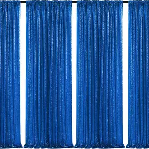 Royal Blue Sequin Backdrop Curtain 4Pcs 2ftx8ft Glitter Background Drapes Sparkle Photography Backdrop for Party Wedding Birthday Wall Decoration