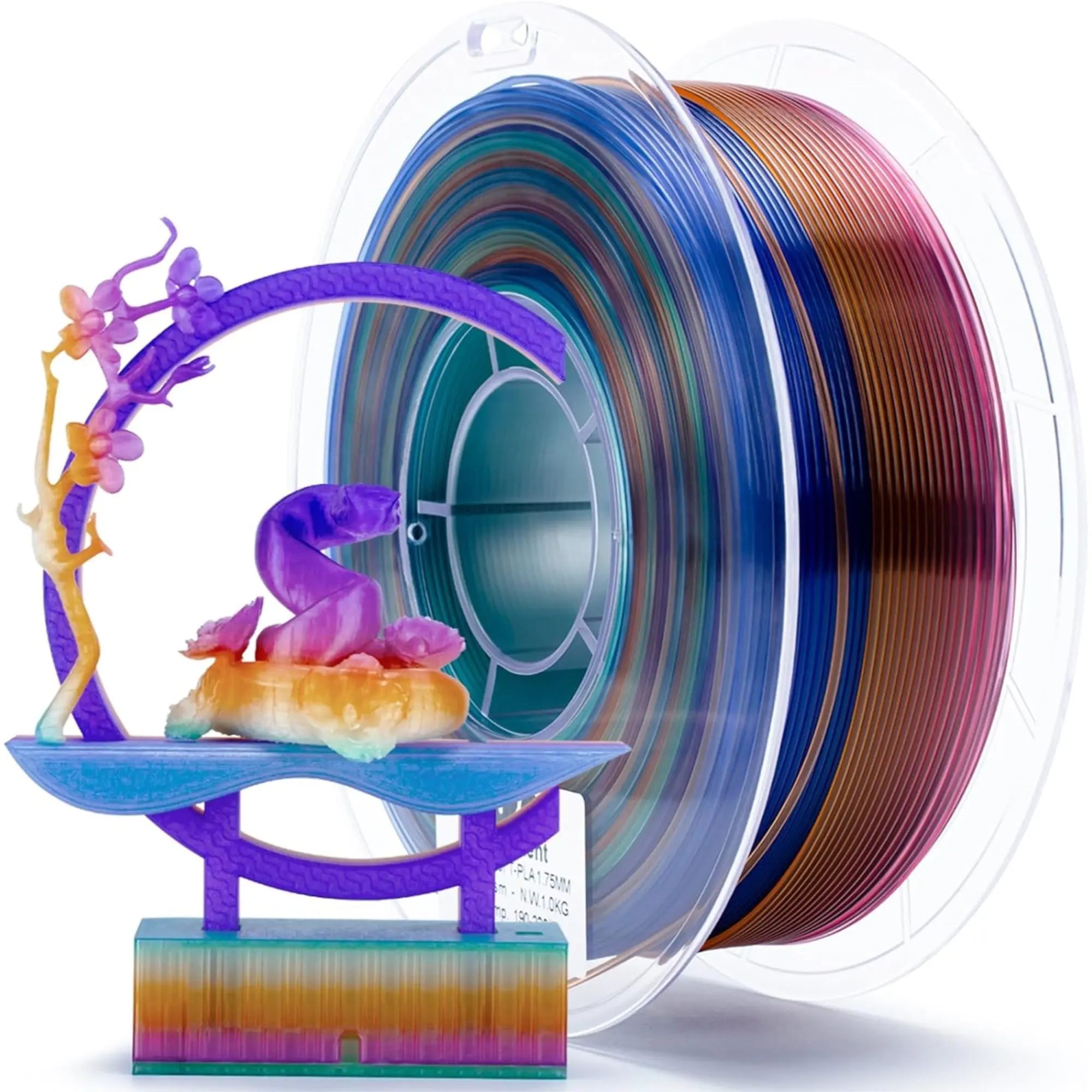 Ziro Rainbow-Gradient Transparent PLA 3D Printer Filament, 1.75mm Diameter, Gradient Translucent, Bed Temperature 50-60°C, Easy Extrusion, Excellent Dimensional Accuracy, Mesmerizing Color Shift, 3D Printing Supply for Computers & Office Equipment