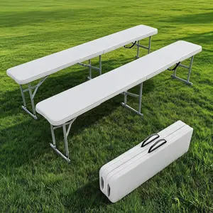 Portable Heavy Duty 6FT Folding Outdoor Bench 2 Pack – HDPE Top, Sturdy Steel Frame, Carry Handle – Perfect for Patio, Garden, Picnic, Camping, Sports – Outdoor Patio Furniture