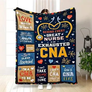 CNA Gift Blanket- Certified Care Assistant Thank You Blanket with Medical Symbol And CNA Letters Soft Flannel All-Season Hospital Bedspread, Suitable for Cnas, Nurses, And Nursing Schools- an Ideal Birthday, Week