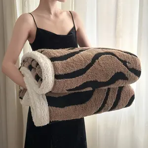 Zebra Leopard Print Twin Layer Bed Blanket, Large Small Size Options, Comfortable Skin-Friendly Summer Use, Breathable Sofa Throw